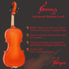 Student 'GEMS 2' Model, a Gliga Violin Handmade in Romania, Advanced Student Level, Hand Varnished, Hand Inlaid Purfling, Hand Carved Solid European Wood, Ready-To-Play