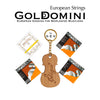 GEV-Goldomini Classical Player's 4/4 Violin String Set, Medium Tension, w/LOOP-End E, and Gliga Wooden Keychain - Perfect Combination of Pirastro Gold Label E & Thomastik Dominant A, D, and G Strings